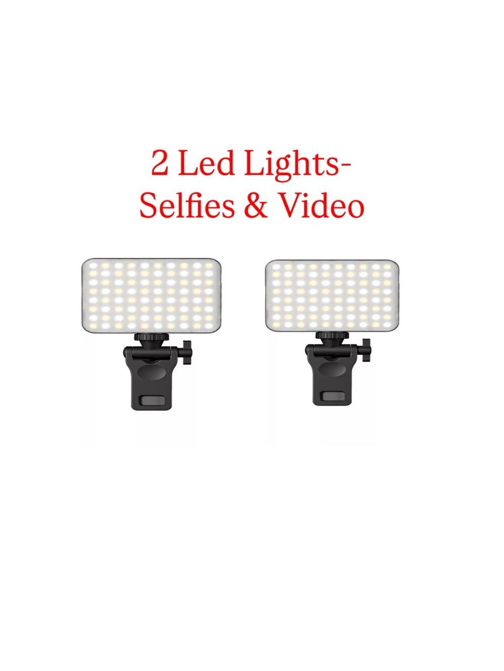 2 Selfie Lights For Phone Dimmable 3 Light Modes/Rechargeable Battery BRAND NEW